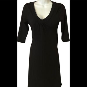 Eddie Bauer Black Knit Casual Dress 3/4 Sleeve Size S Easy Care Vacation